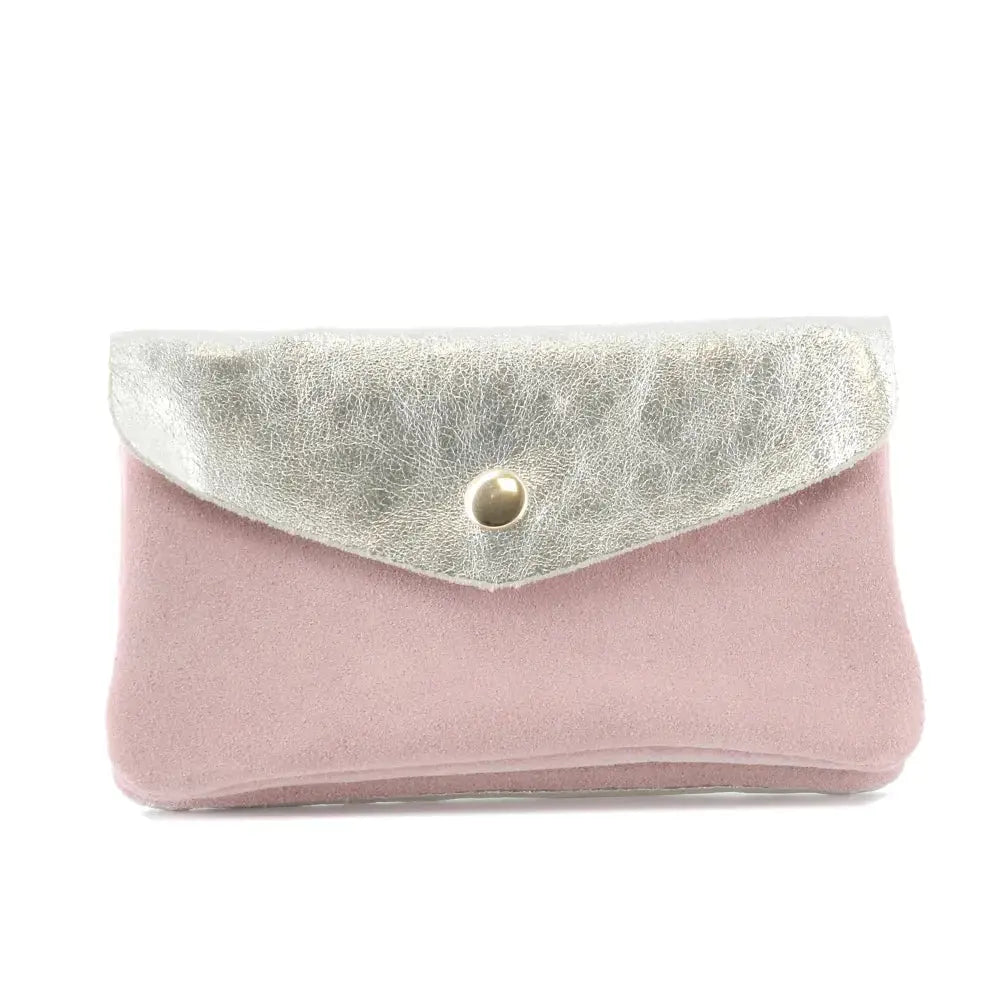 Porte-monnaie femme irisé suède rose