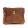 Petit porte-monnaie cartes cuir suède Marron main image