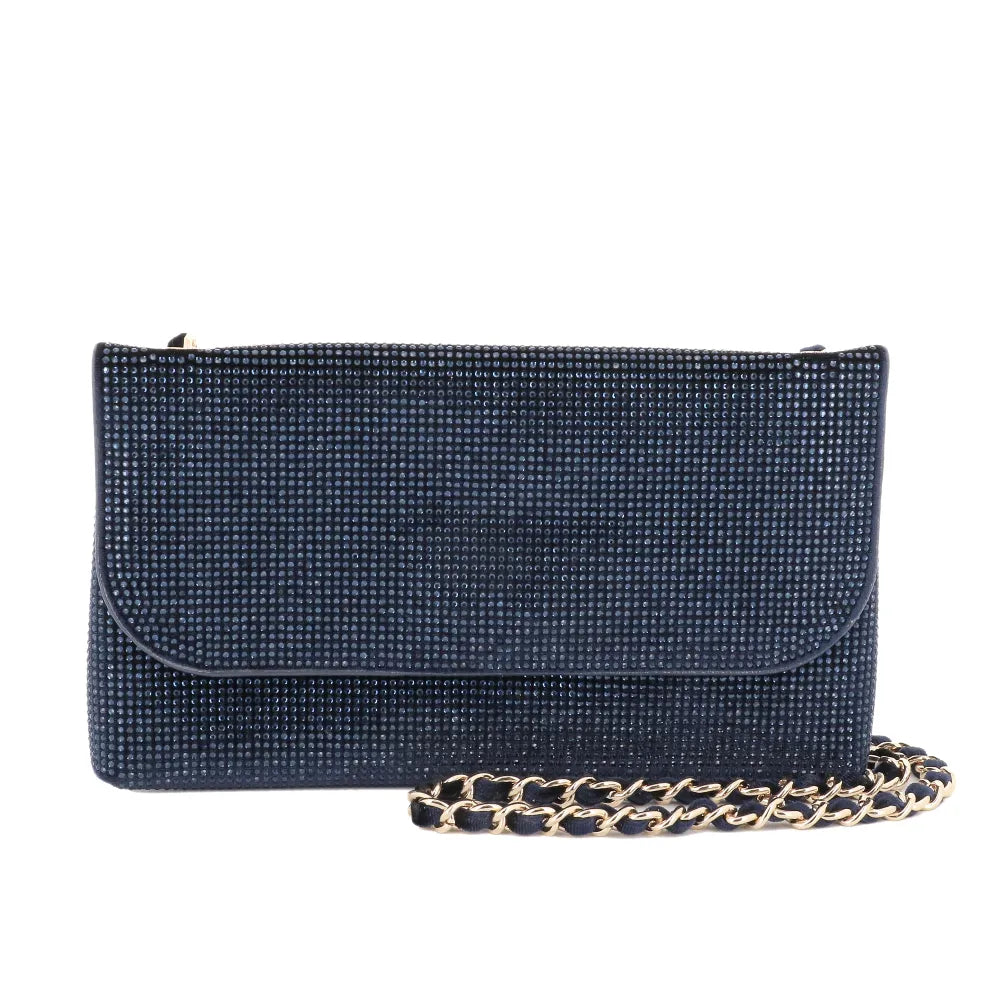 Sac pochette de soirée strass Bleu main image