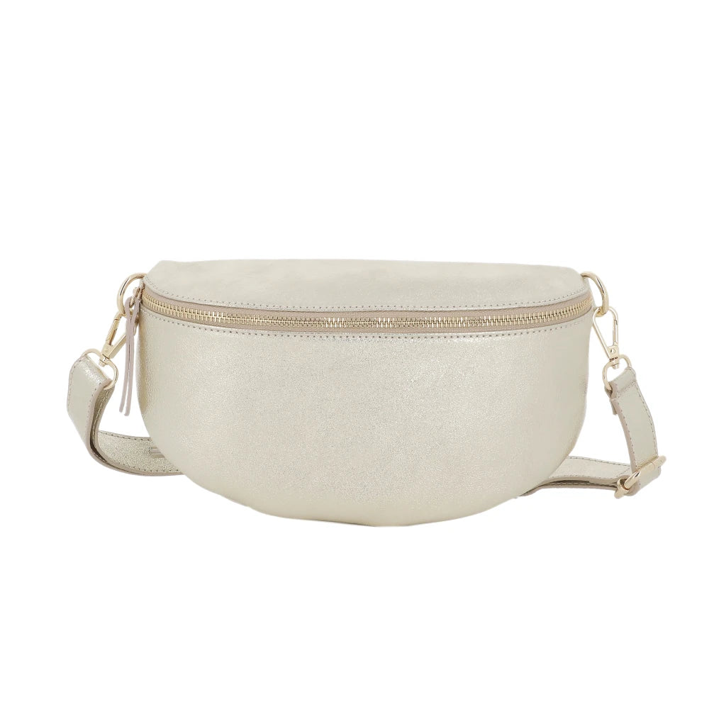Sac banane cuir brillant fantasie Doré main image