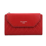 Gallantry Portefeuille longue tri-pli pu cuir matelassé rouge