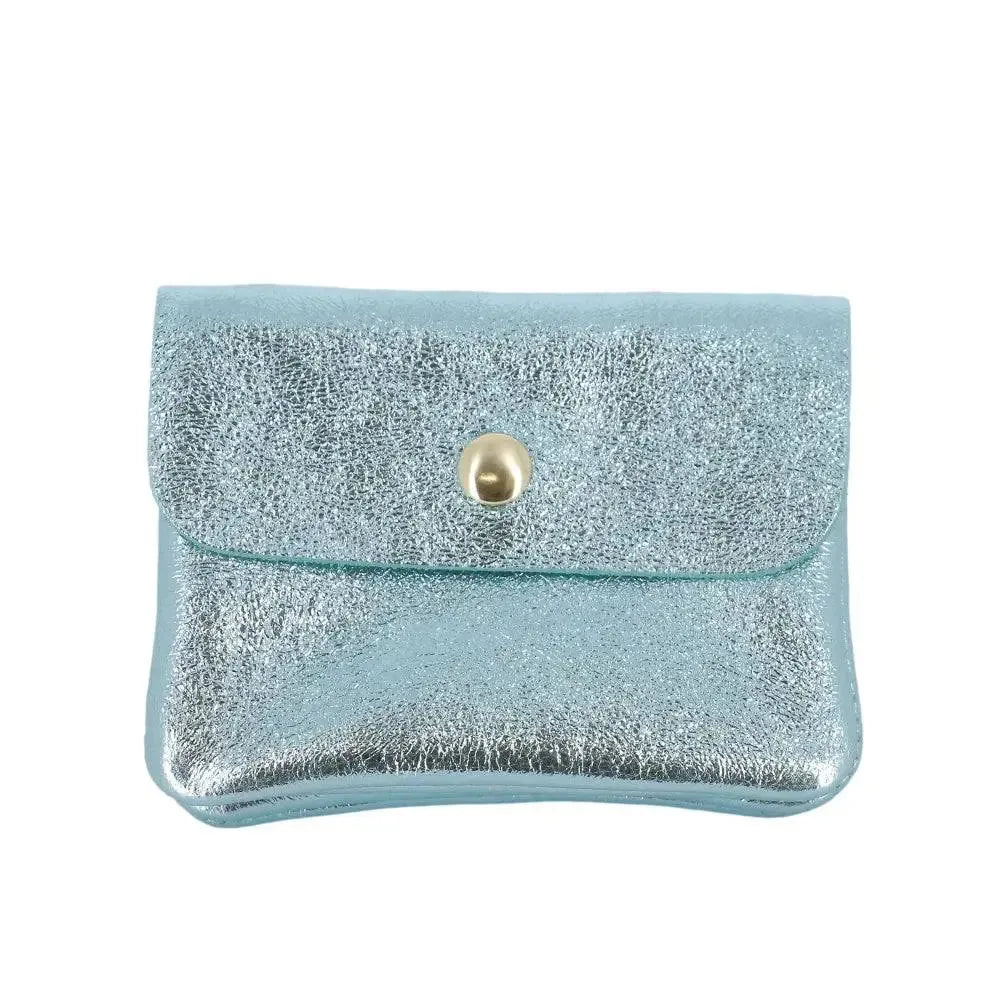 Vue princ. du Porte-monnaie femme cuir italien irisé 041 Turquoise par Made in Italy.