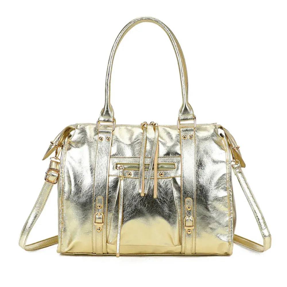 Grand sac à main bowling irisé or (détails dorés)