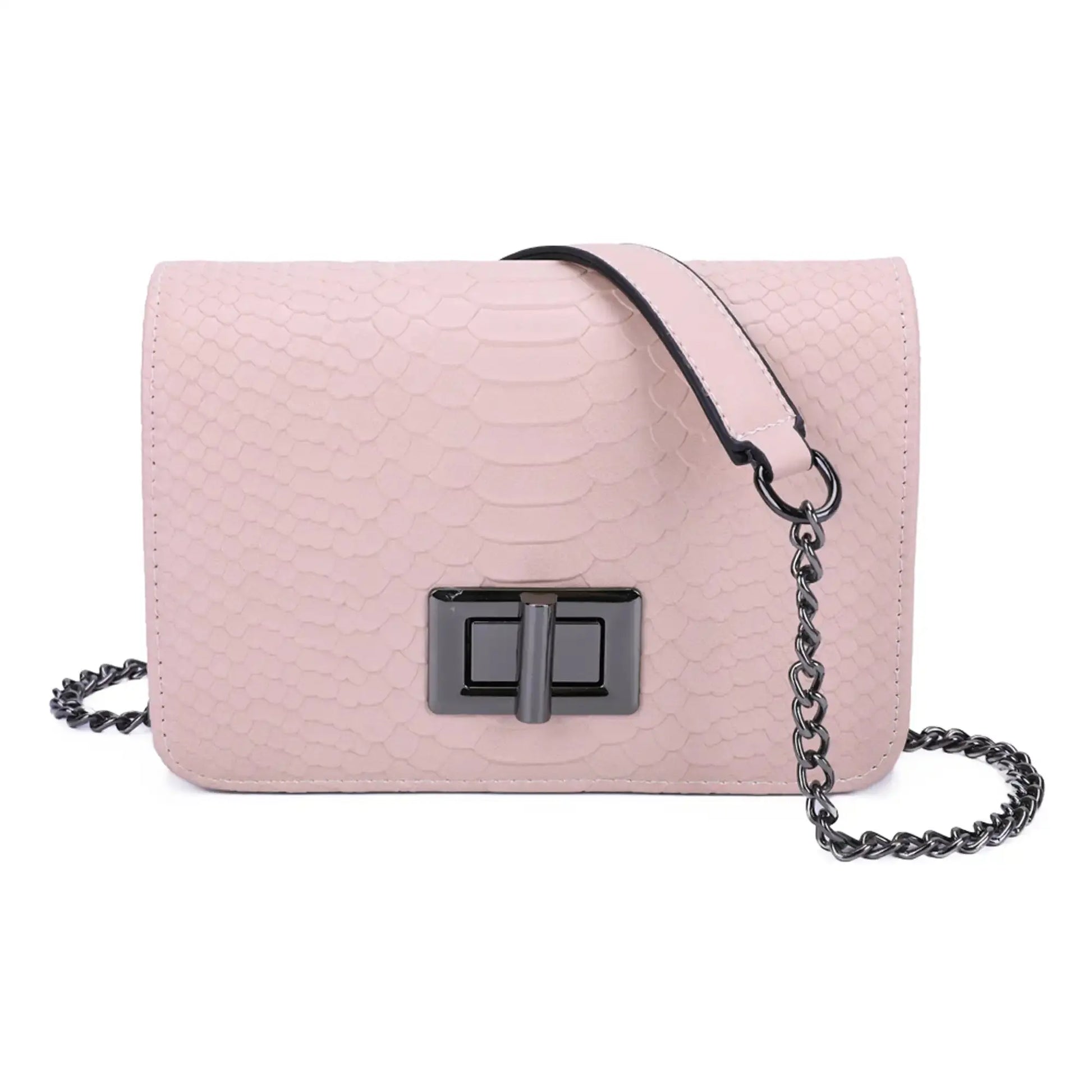 Gallantry Sac bandoulière femme chaîne python rose