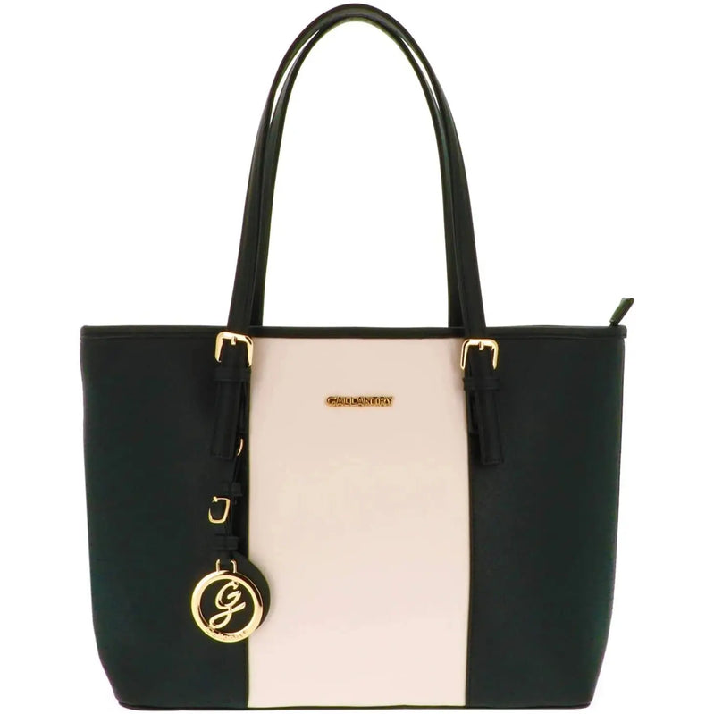 Gallantry Sac cabas femme bicolore saffiano beige