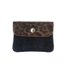 Vue princ. du Porte-monnaie femme suédé irisé léopard Bleu Marine en cuir par Made in Italy.