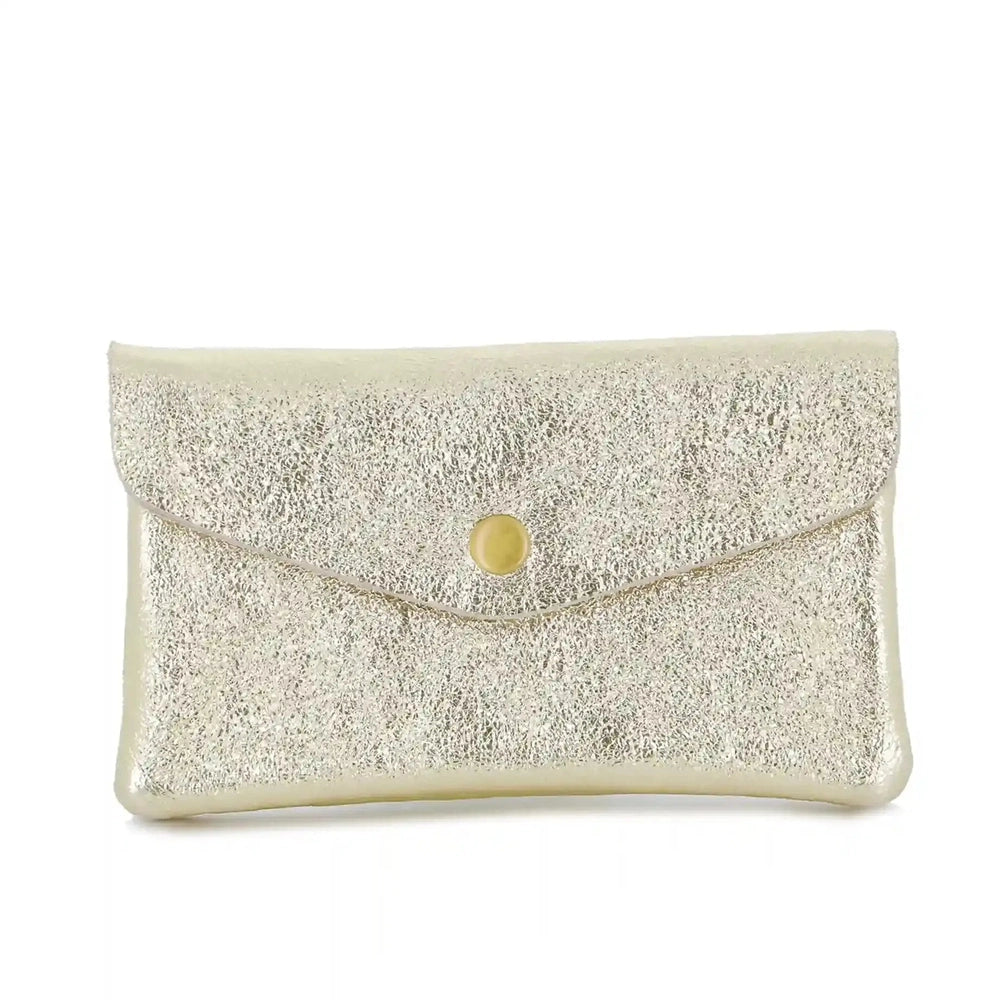 Portefeuille pochette passeport cuir isiré Doré main image