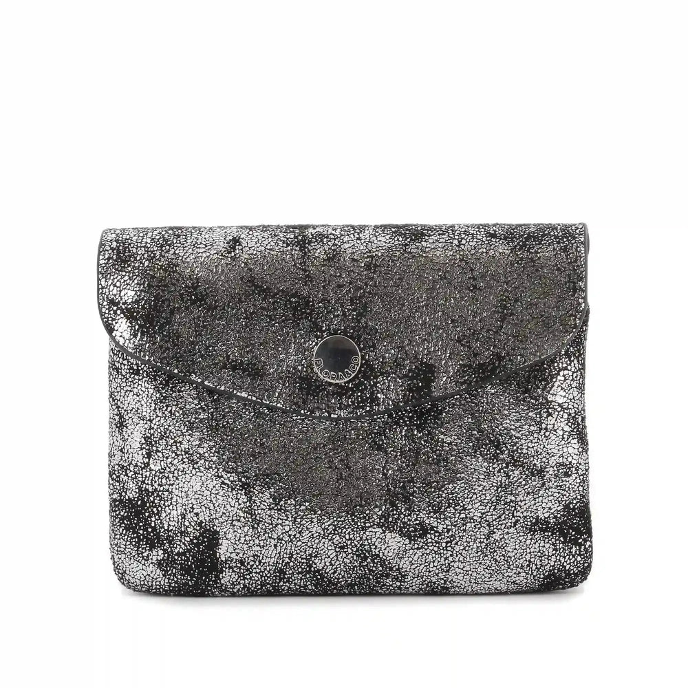 Flora & co Porte-monnaie femme court suède irisé Noir Gris Argent