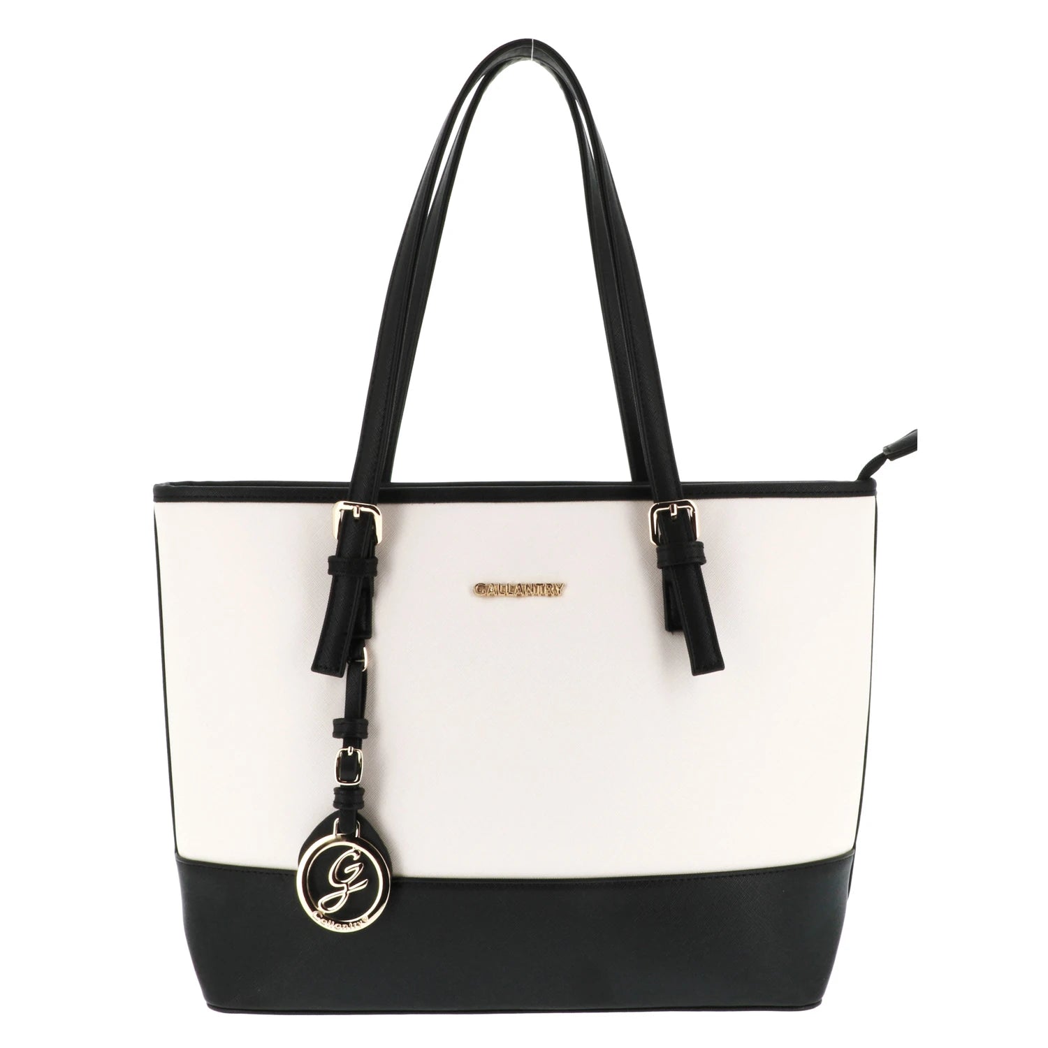 Gallantry - Sac cabas femme bicolore saffiano blanc