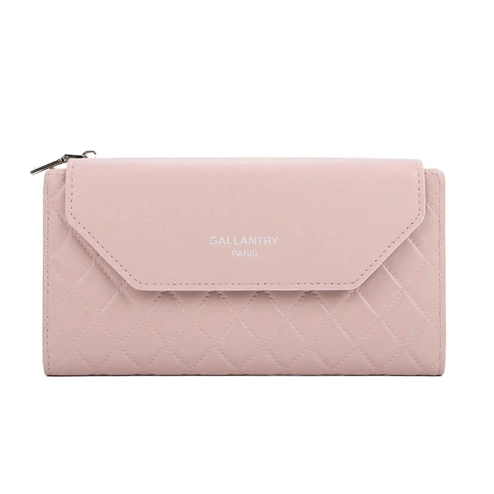 Gallantry Portefeuille long femme tri-pli matelassé vieux rose