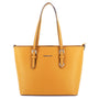 Sac cabas femme simili cuir a4 saffiano moutarde - vue principale | Flora & co