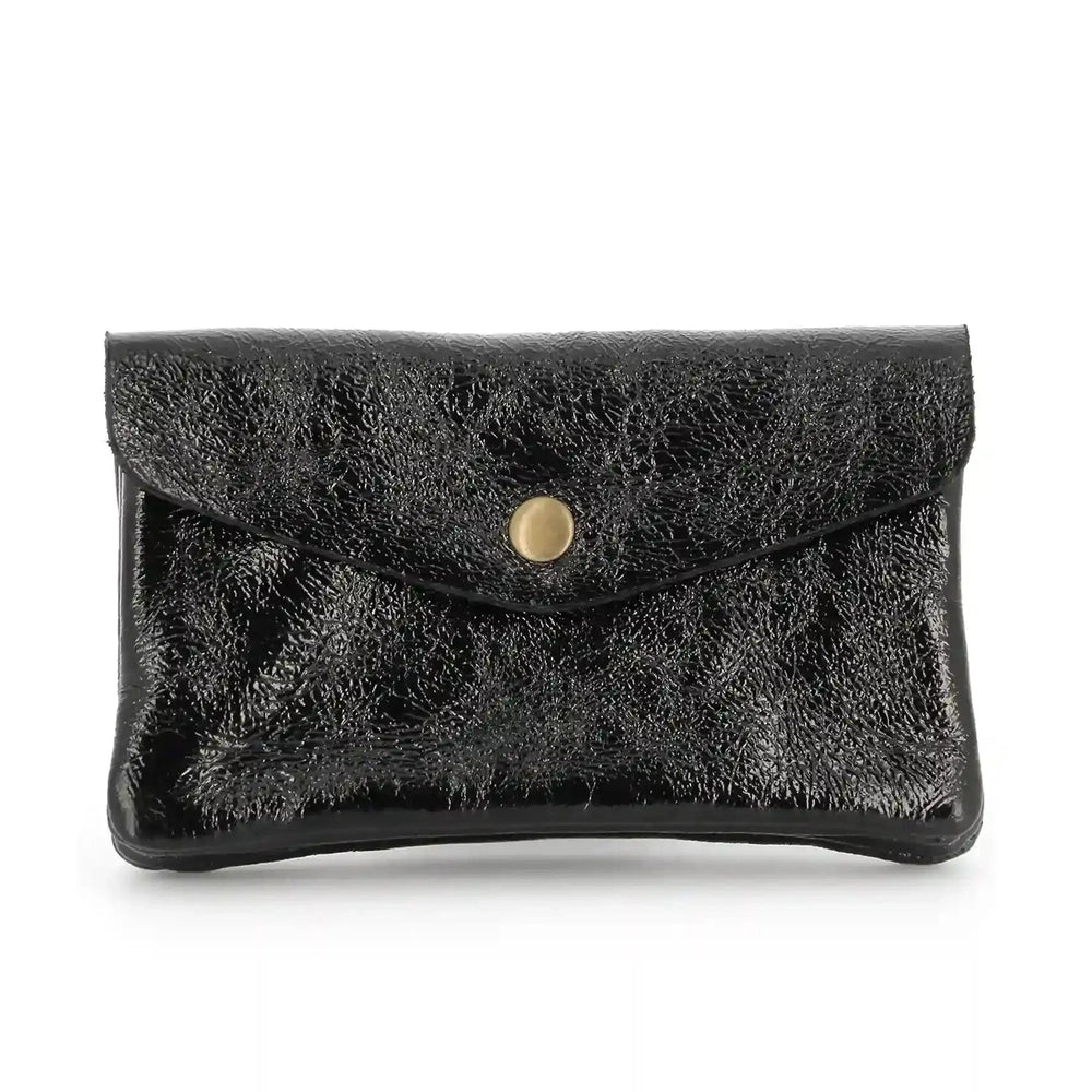 Portefeuille pochette passeport cuir isiré Noir main image