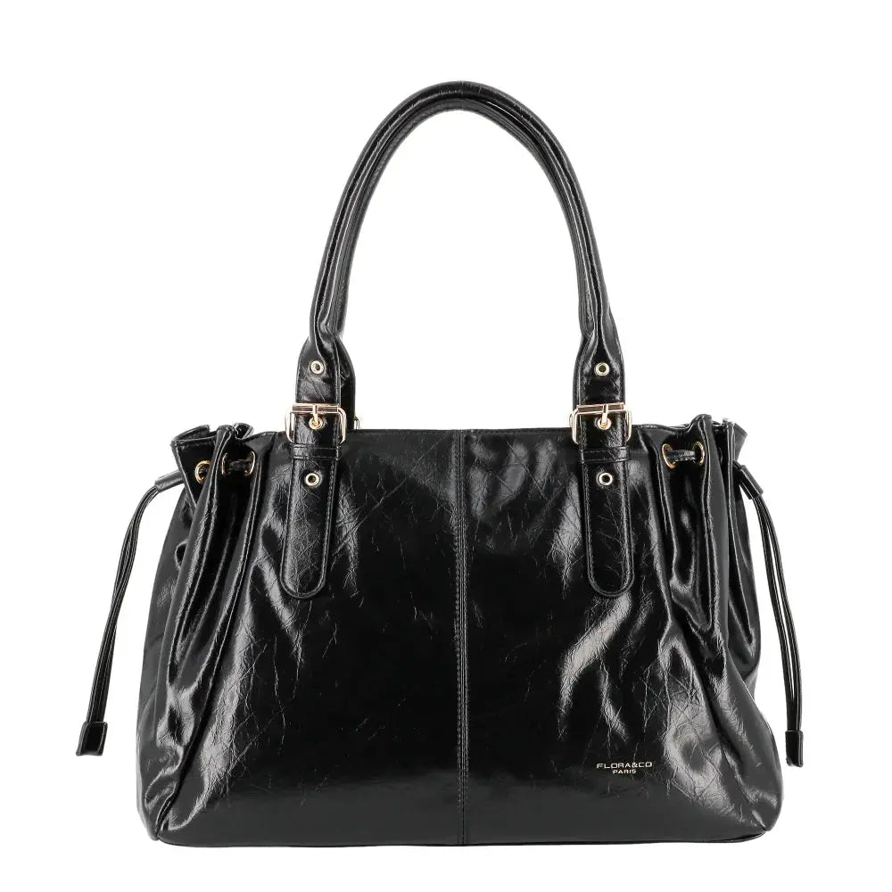 Sac cabas bowling lacet similicuir lisse Noir main image