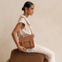 Sac cartable bandoulière femme broderie camel - Crocochic