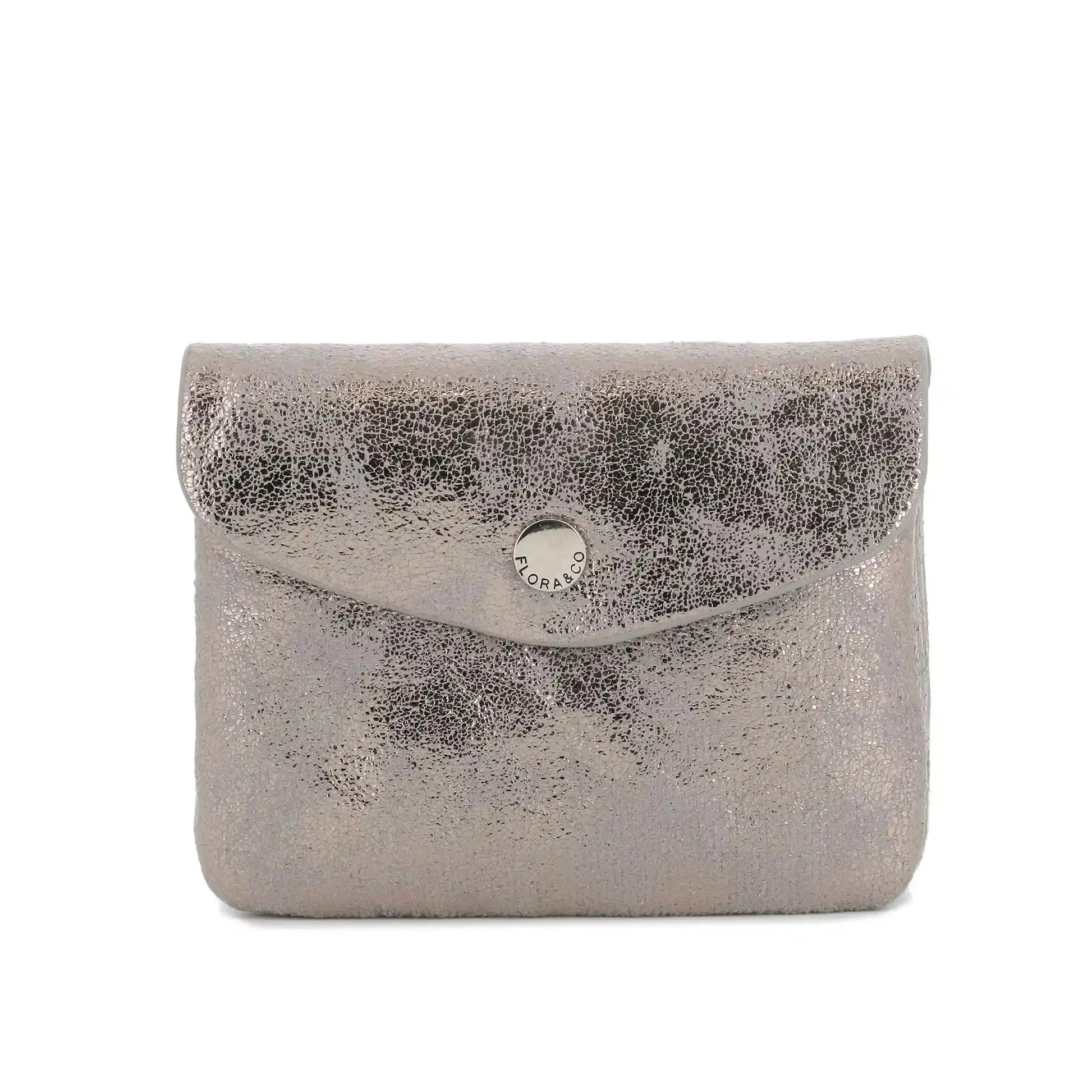 Flora & co Porte-monnaie femme court suède irisé Noir Taupe Métal
