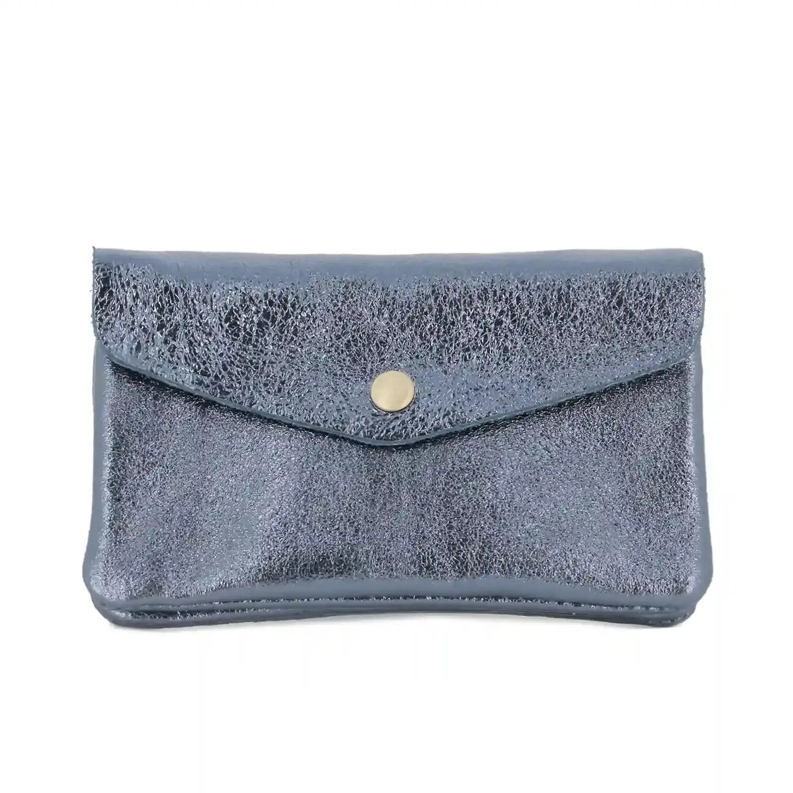 Portefeuille pochette passeport cuir isiré Bleu main image
