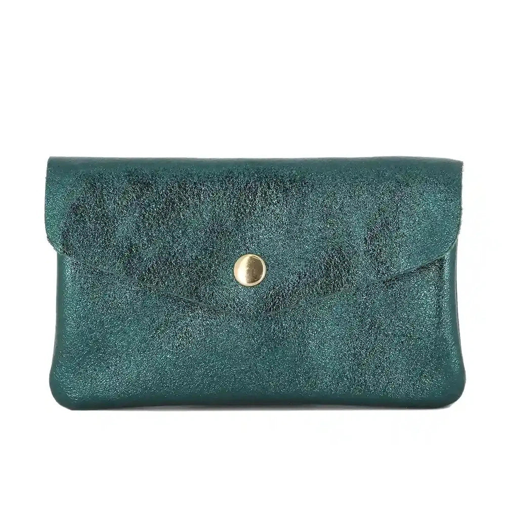 Portefeuille pochette passeport cuir isiré Bleu Canard main image