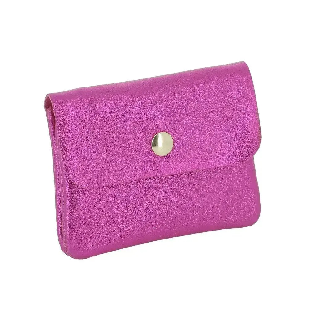 Vue 1 du Porte-monnaie femme cuir italien irisé 041 Fuchsia par Made in Italy.