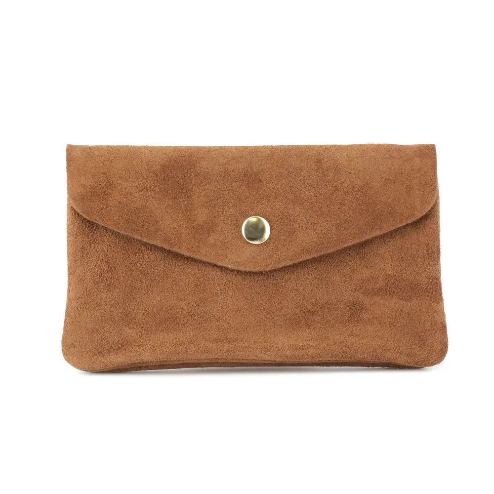 Porte-monnaie portefeuille mi-long suède Marron main image