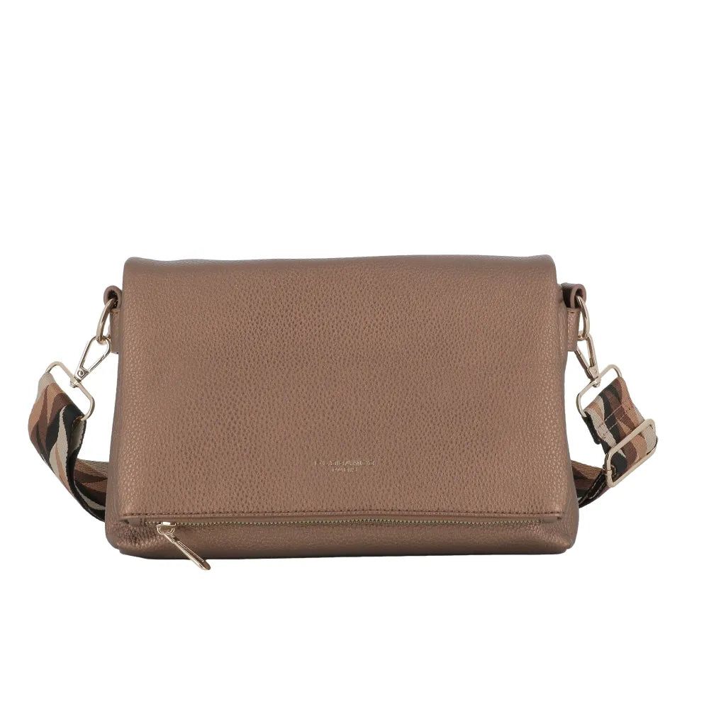 Large ivory multi-pocket shoulder bag