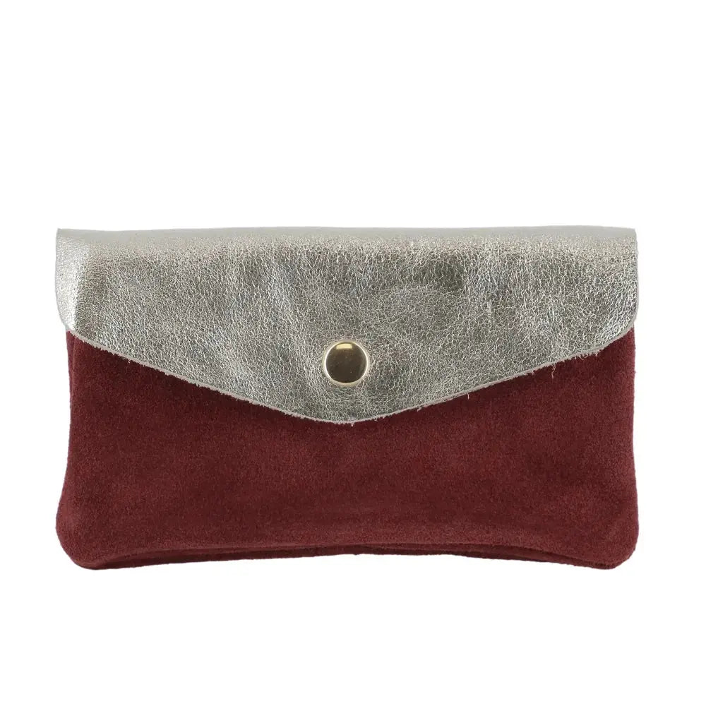 Porte-monnaie cartes femme irisé suède bordeaux