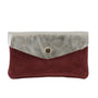 Vue princ. du Porte-monnaie cartes femme irisé suède bordeaux en cuir par Made in Italy.