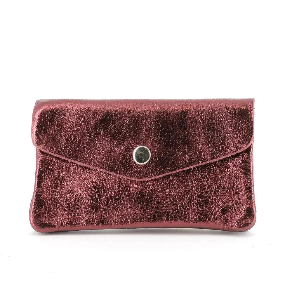 Porte-monnaie cartes femme cuir irisé 051 Bordeaux
