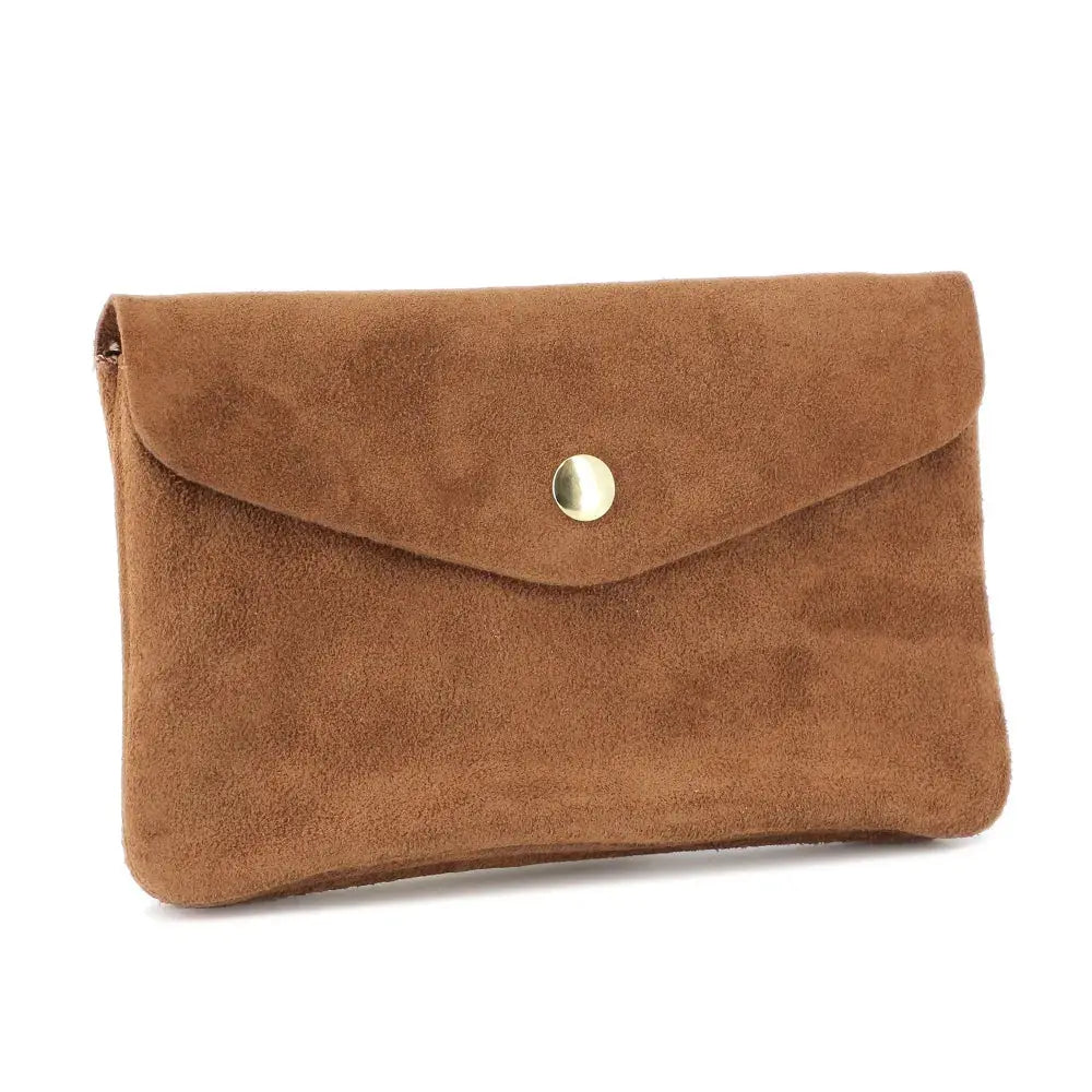 Grand portefeuille cuir suède compatible passeport Marron main image