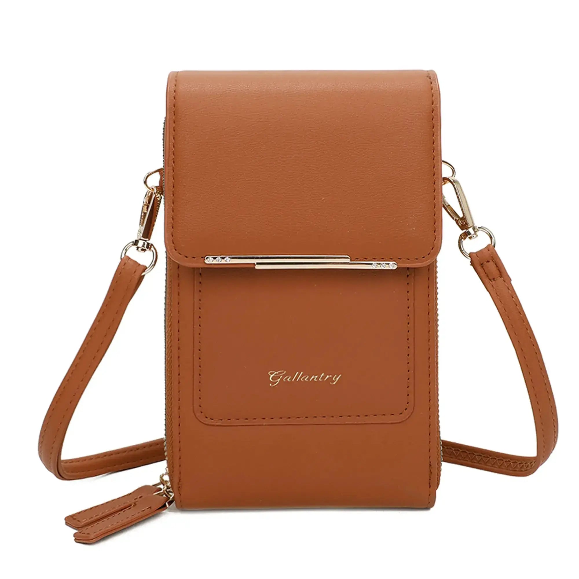 Pochette bandoulière femme smartphone camel