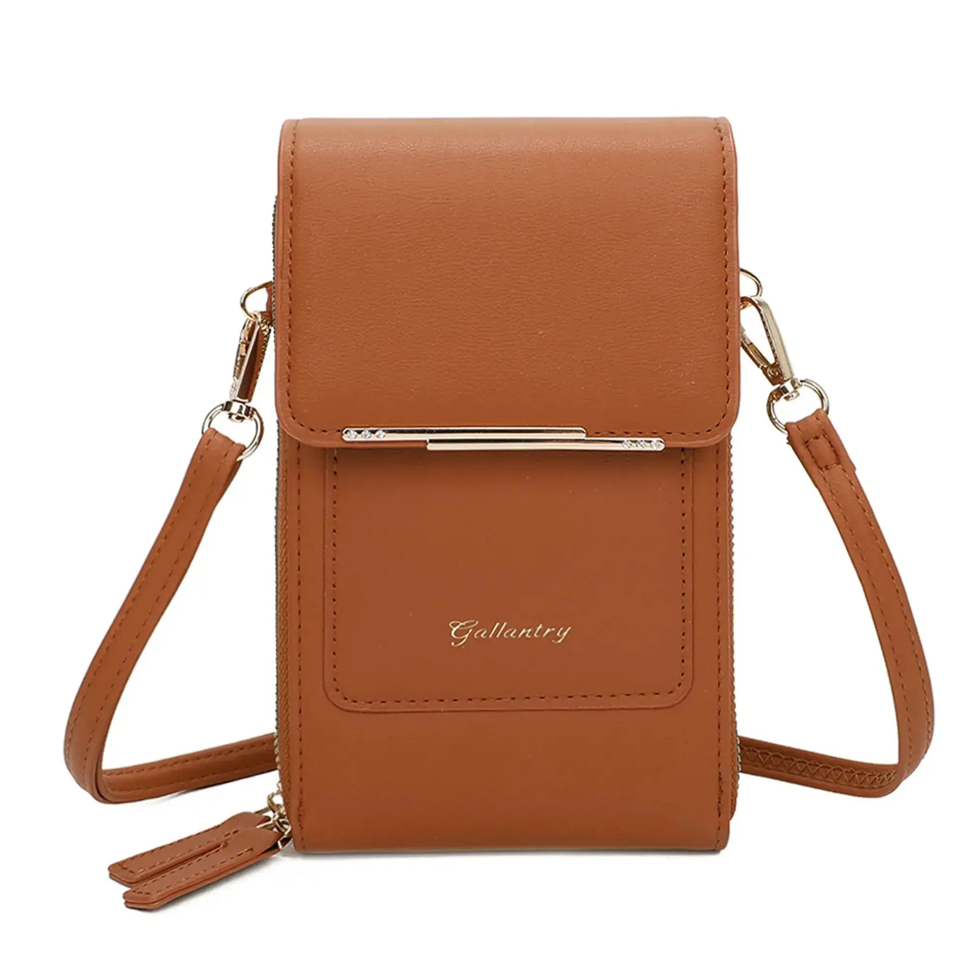 Pochette bandoulière femme smartphone camel