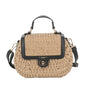 Sac bandoulière en paille à rabat Noir Flora & co