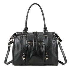 Grand sac à main bowling irisé noir (détails dorés)