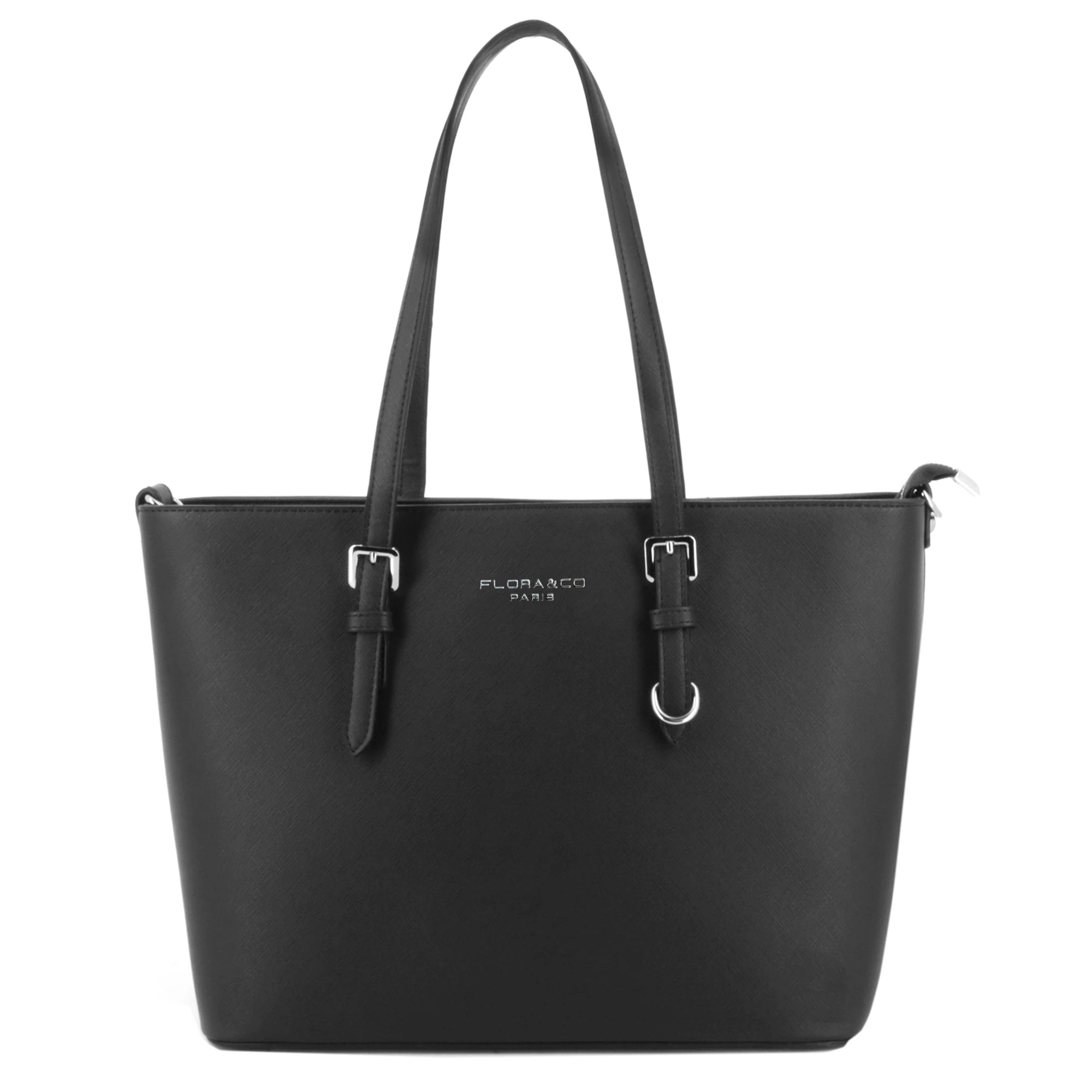 Flora & co Sac cabas femme classe saffiano format A4 NOIR