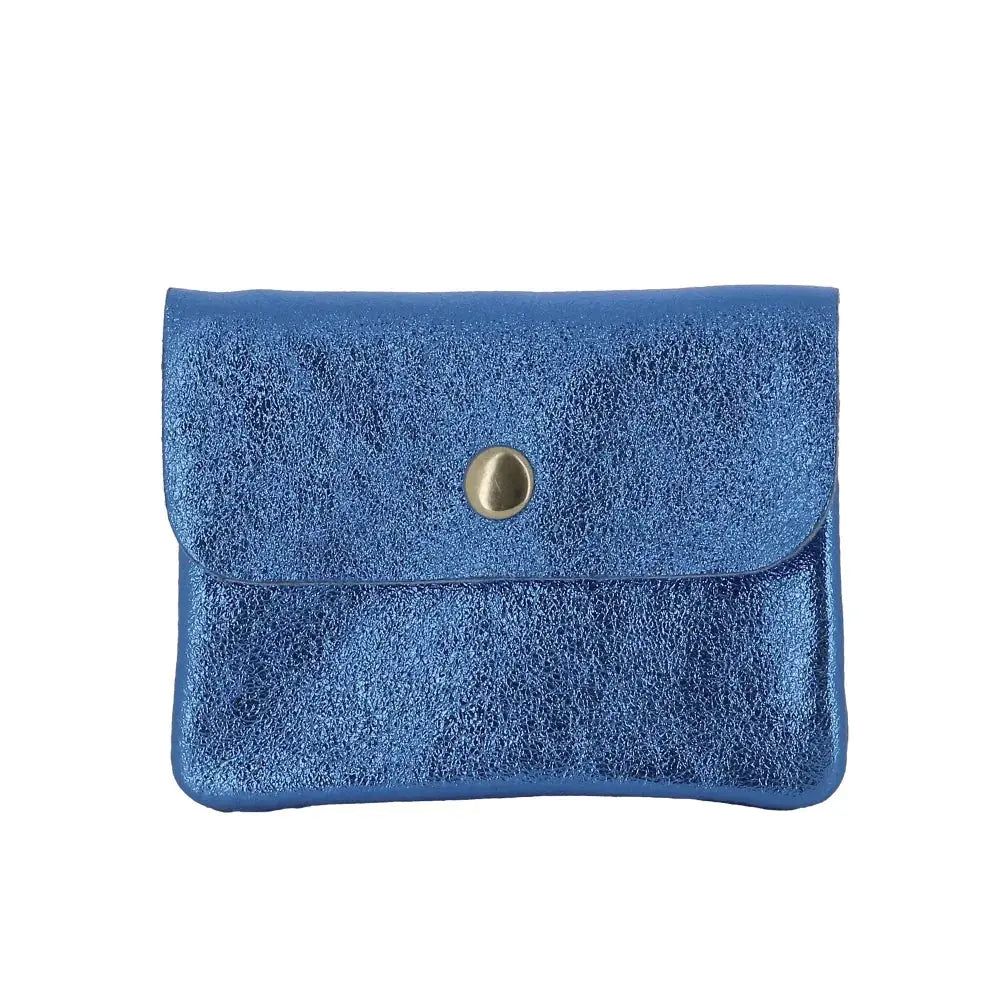 Porte-monnaie femme cuir italien irisé 041 Bleu Vif - Crocochic