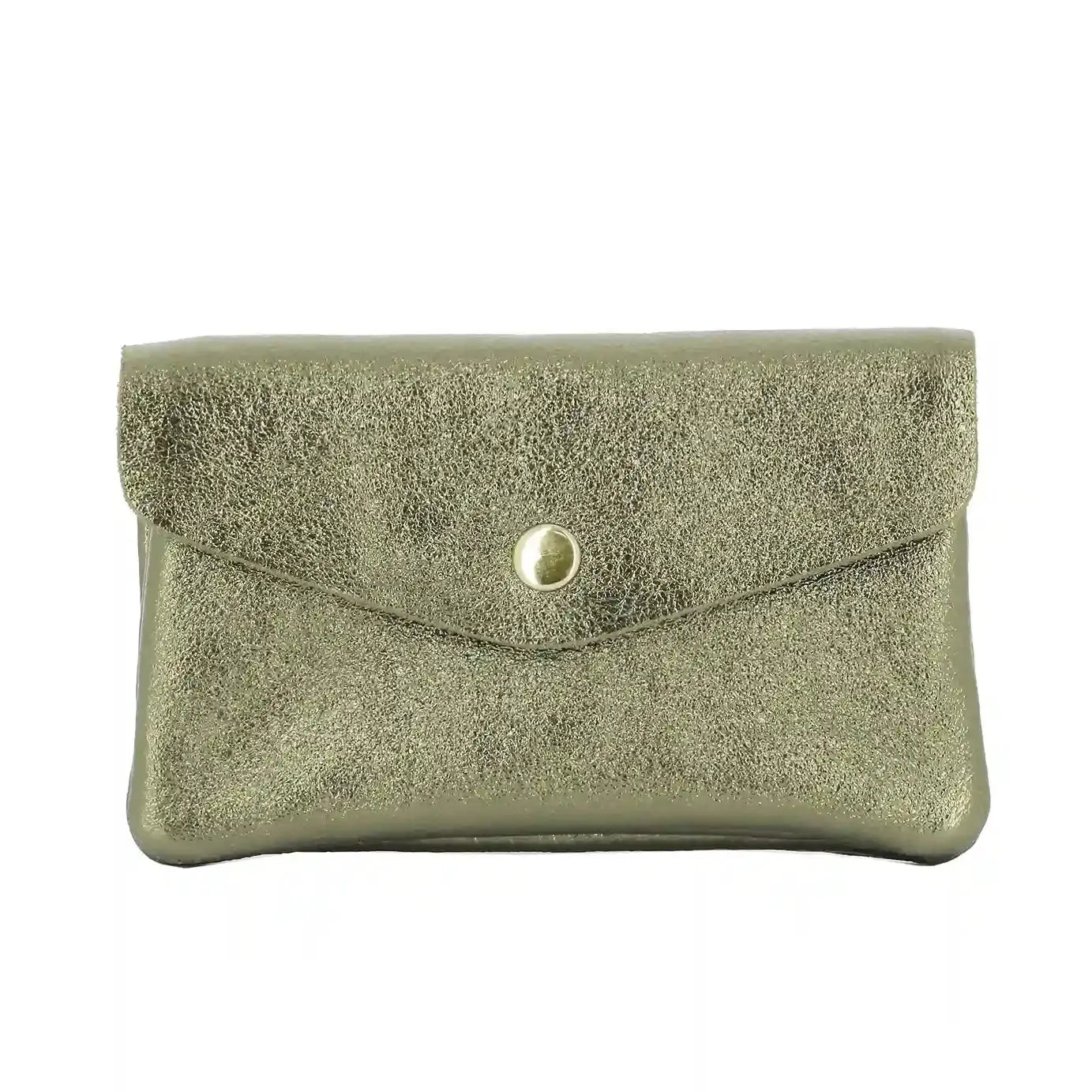 Portefeuille pochette passeport cuir isiré Olive main image