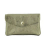 Portefeuille pochette passeport cuir irisé Olive - Crocochic