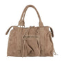 Sac à main bowling en cuir daim taupe - Crocochic