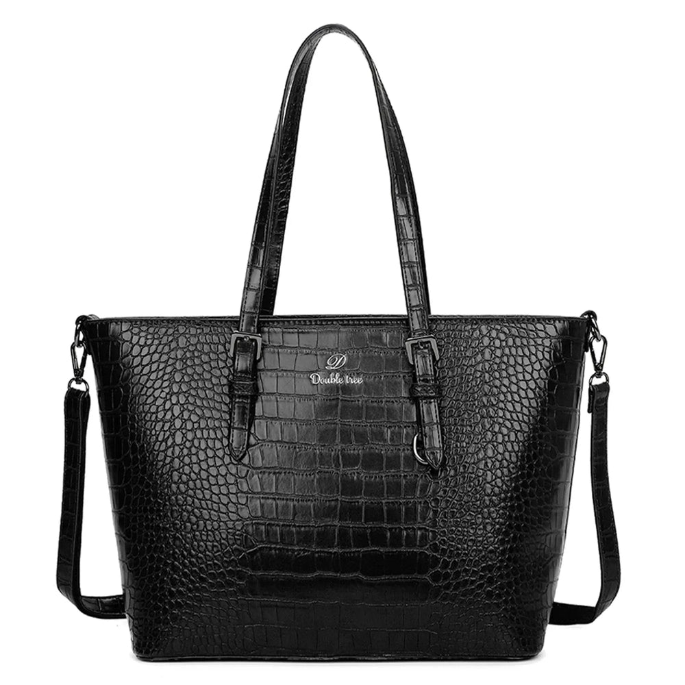 Crocochic Sac cabas femme croco format a4 noir