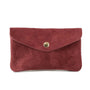 Vue princ. du Porte-monnaie portefeuille mi-long suède Bordeaux en cuir par Made in Italy.