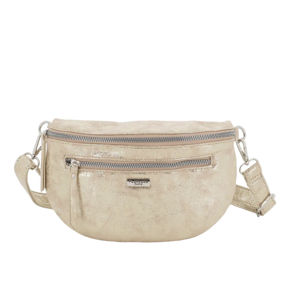 Sac banane bandoulière suédine Or Clair Flora & co