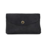 Vue princ. du Porte-monnaie portefeuille mi-long suède Bleu Marine en cuir par Made in Italy.