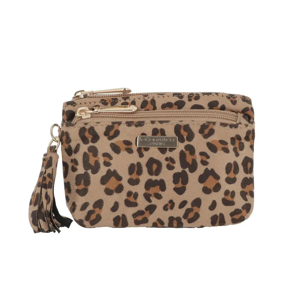 Porte-monnaie Femme Similicuir Léopard Velouté Beige Taupe main image