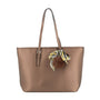 Sac cabas femme simili cuir foulard marron métal - vue principale | Flora & co