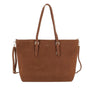 Vue princ. du Grand sac cabas daim femme format A4 Camel en cuir synthetique par Flora & co.