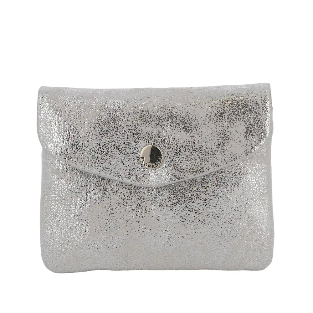 Flora & co Porte-monnaie femme court suède irisé Noir Argent