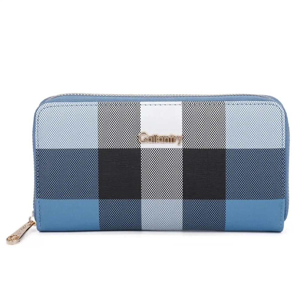 Portefeuille campagnon carreaux multicolore Bleu Jean main image