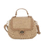 Sac bandoulière en paille à rabat Camel Flora & co