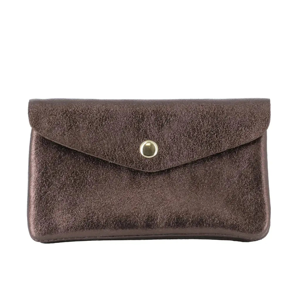 Women's iridescent leather card wallet 051 taupe
