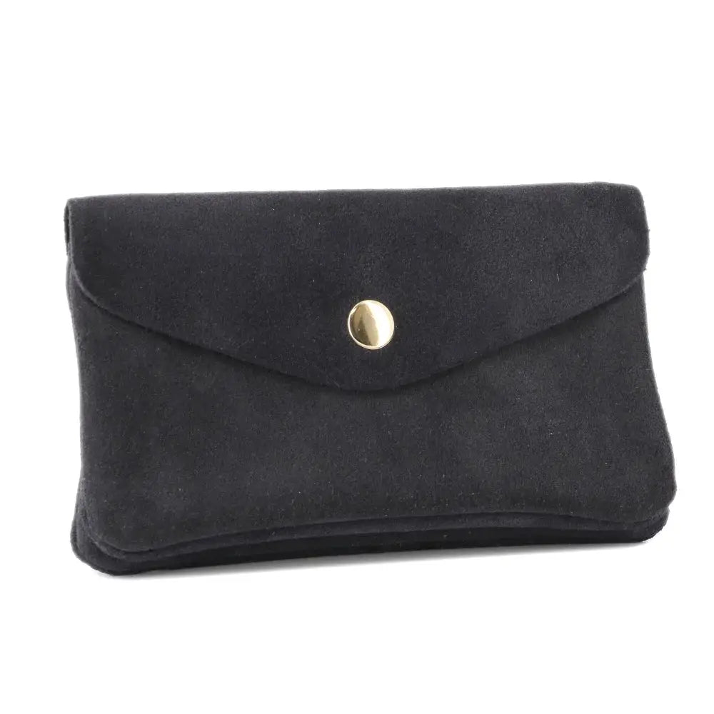 Grand portefeuille cuir suède compatible passeport Bleu Marine main image