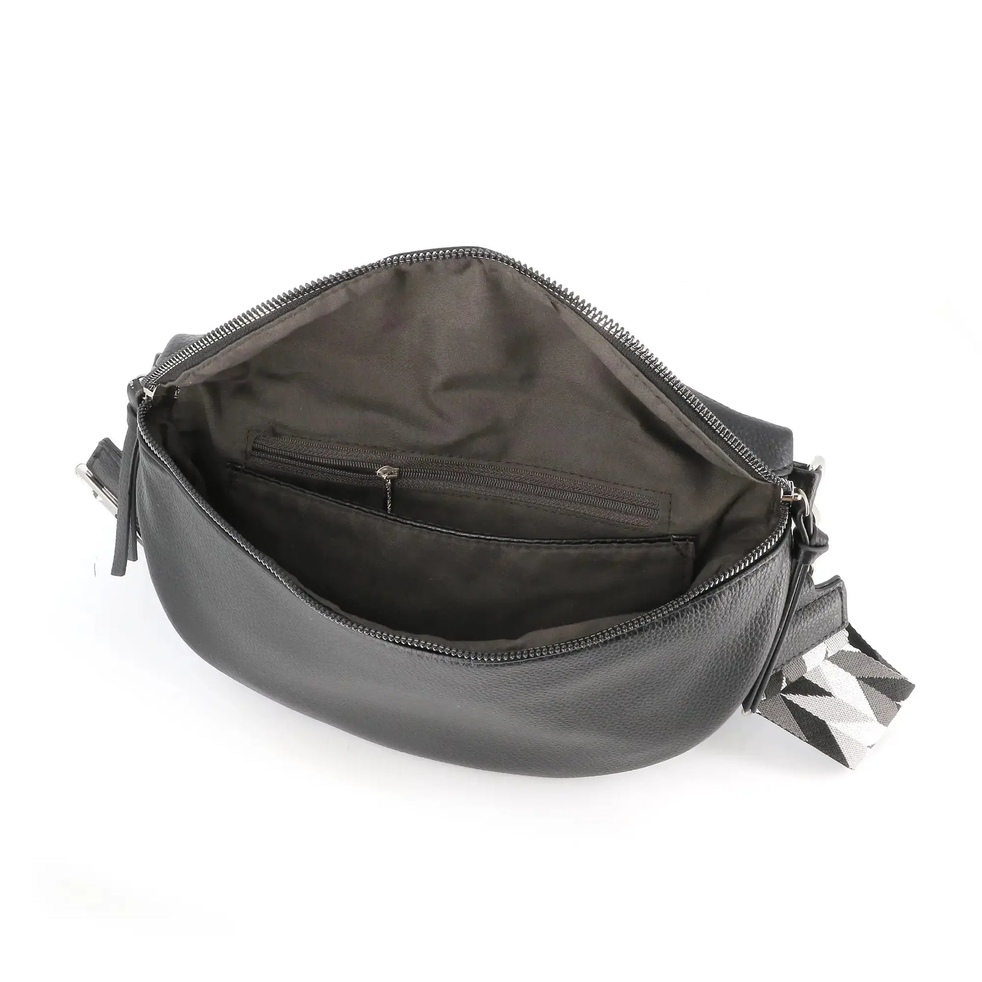 Flora & co Sac banane femme pu cuir grainé noir